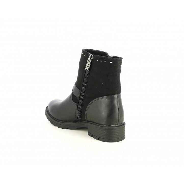 Botins XTI KIDS negres amb dos cremalleres, sivella i adorns metàl-lics - Querol online