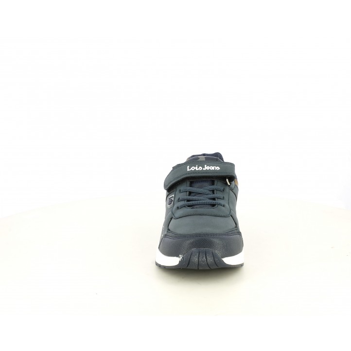Zapatillas deporte Lois azul marino con cordones y velcro - Querol online