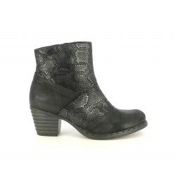 Botins de taló ALCE negres de pell amb dos textures - Querol online