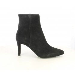 Botines tacón Angel Alarcón negros de piel con cremallera lateral acabados en punta - Querol online