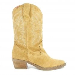 Botas tacón Mustang cuero cowboy bordado en la caña - Querol online