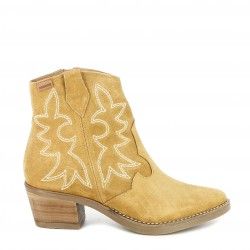 Botins de taló Mustang cuir cowboy amb brodat a la canya - Querol online