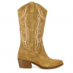 Botas tacón Redlove SERRAJE WHISKY CON DETALLES BORDADOS - Querol online