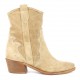 Botines tacón Redlove serraje beige con detalles calados en la caña - Querol online