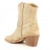 Botines tacón Redlove ante color beige con costuras i cremallera interior
