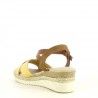 Sandalias cuña You Too amarilla y marrón con media suela de esparto tira con hebilla