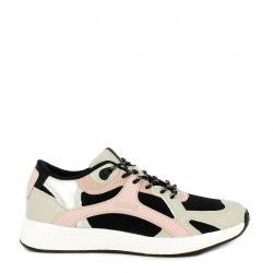 Zapatillas deportivas Mustang negra con cordones detalles en rosa y gris - Querol online