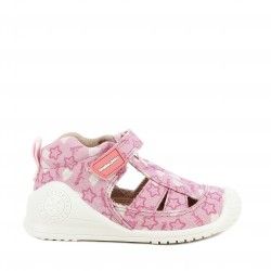 Sandalias abotinadas Biomecanics rosa puntera reforzada suela flexible y plantilla de piel extraíble - Querol online