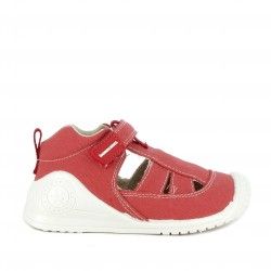 Sandàlies abotinades Biomecanics vermelles de cotó plantilla de pell extraïble - Querol online