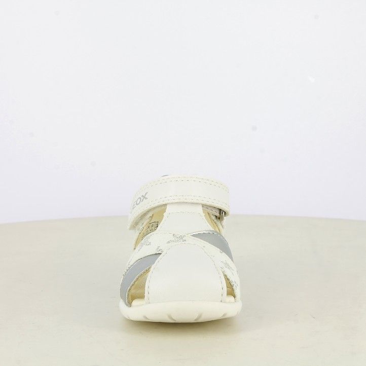 Sandalias abotinadas Geox blancas y plateadas con estrellas, plantilla de piel extraíble - Querol online