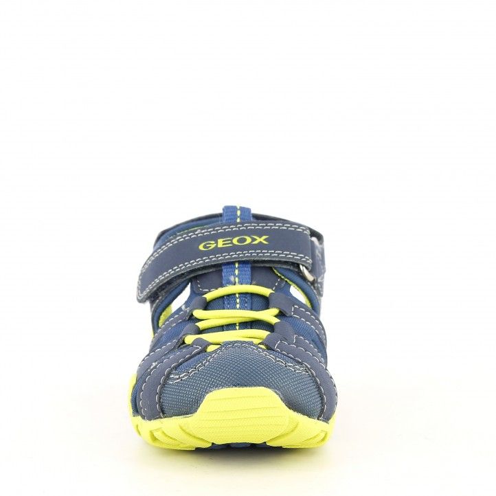 sandàlies Geox blau i groc lima amb velcro i elàstics capdavantera reforçada - Querol online