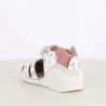 Sandàlies abotinades Biomecanics blanques amb estampats en tons roses plantilla de pell anti-bacteris