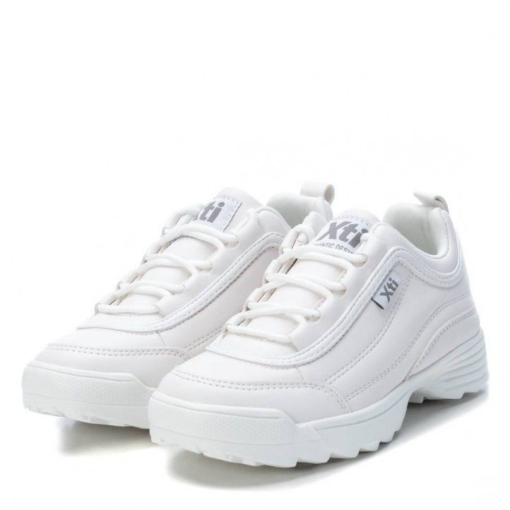 Zapatillas deporte XTI KIDS blancas de cordon suela de goma de 3cm 05703205 - Querol online