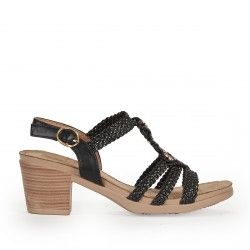 Sandàlies taló You Too negres amb trenes a les tires - Querol online