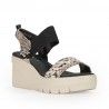 Sandalias cuña D'Angela con estampado serpiente y correa elàstica
