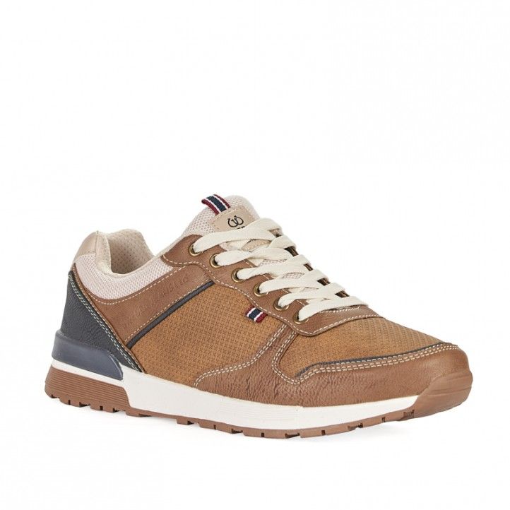 Zapatos sport Sweden Klë marrón combinada con azul y crema - Querol online