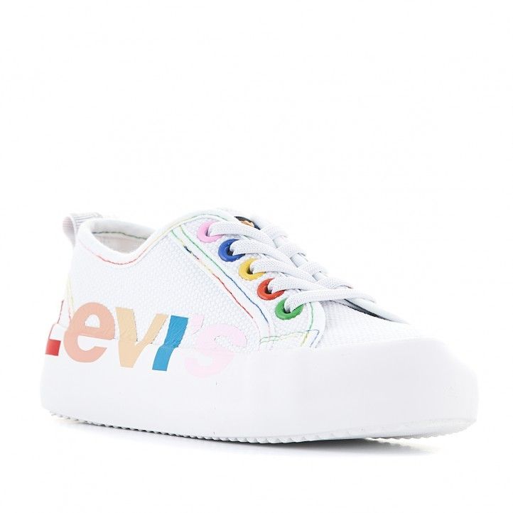 Zapatillas lona Levi's Kids blancas con letras de colores - Querol online