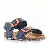 sandalias GARVALIN azules oscuro con hebilla naranja