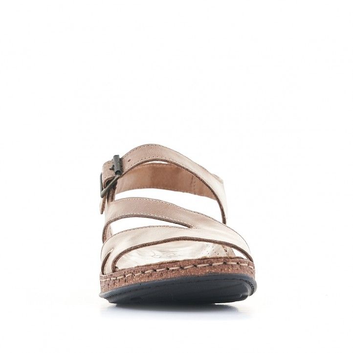 Sandalias planas Walk & Fly marrones con varias tiras y suela marrón - Querol online