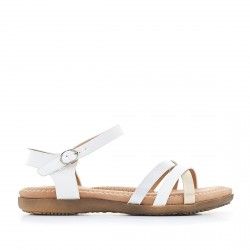 Sandalias planas You Too blancas y cogidas al tobillo - Querol online