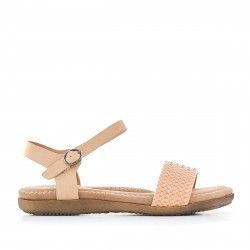Sandalias planas You Too crema con pala delantera trenzada - Querol online