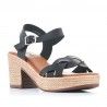 Sandalias tacón You Too negras con tira trenzada
