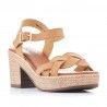 Sandalias tacón You Too marrones con tira trenzada