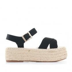 Sandàlies plataformes Owel de plataforma amb tires negres i sivella - Querol online