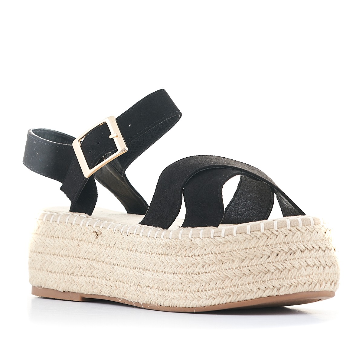 Sandalias Plataformas De Plataforma Con Tiras Negras Y Hebilla Owel | Querol