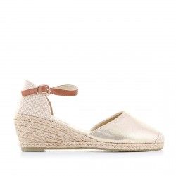 Sandalias cuña You Too de esparto metalizada - Querol online