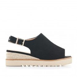 Sandalias cuña Owel negras con empeine cubierto - Querol online