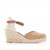 Sandàlies falca Viguera d'espart amb capdavantera marró arrugada