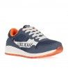 Zapatillas deporte Lois azules con cordones en blanco y detalles en naranja