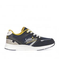 Zapatillas deporte Lois azules con cordones en blanco y detalles en amarillo - Querol online