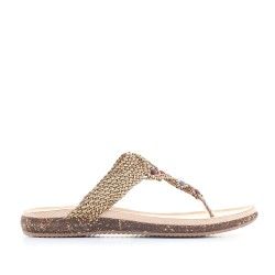 Sandalias planas You Too trenzada con detalles de colores - Querol online