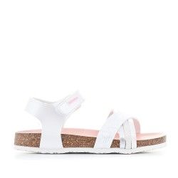 sandalias Pablosky blanca y rosa cogida al tobillo - Querol online