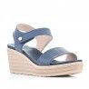 Sandalias cuña You Too azules con botón de enganche
