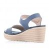 Sandalias cuña You Too azules con botón de enganche