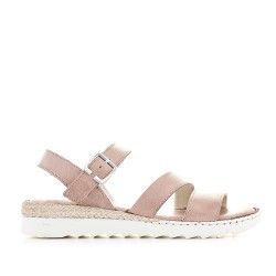 Sandalias planas Zen marrones con doble tira delantera - Querol online