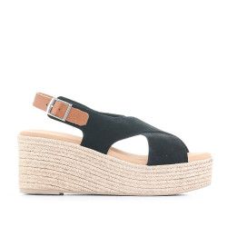Sandalias plataformas Redlove con doble tira negra y cogida al tobillo - Querol online