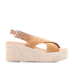 Sandalias plataformas Redlove amb doble tira marrón i agafada al turmell - Querol online