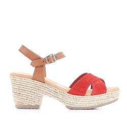 Sandàlies taló Redlove  amb bandes creuades vermelles i detall en cuir - Querol online