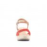 Sandalias tacón Redlove con bandas cruzadas rojas y detalle en cuero