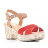 Sandalias tacón Redlove con bandas cruzadas rojas y detalle en cuero