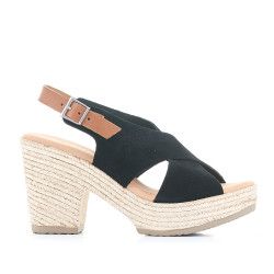 Sandalias tacón Redlove con bandas cruzadas negras y cogida al tobillo - Querol online