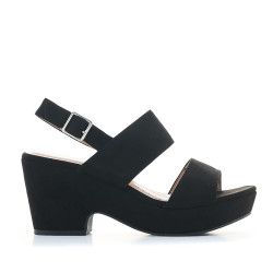 Sandalias tacón Owel negras con gran plataforma - Querol online