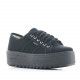 Zapatillas lona Victoria negra con cordones y suela dentada - Querol online