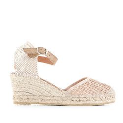Sandalias cuña Viguera de esparto marrones - Querol online