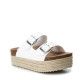 Sandalias plataformas Owel blancas con suela estilo esparto, puntera redonda y acabados en espejo - Querol online
