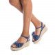Sandalias cuña Refresh azules con lazo frontal - Querol online